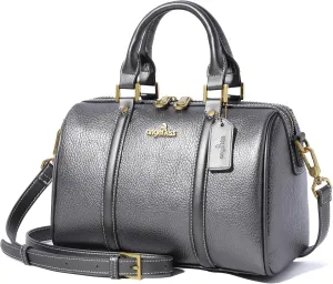 Angel Kiss Women Satchel Purses and Handbags Vegan Leather Boston Barrel Bag Top Handle Shoulder Purse with Crossbody Strap