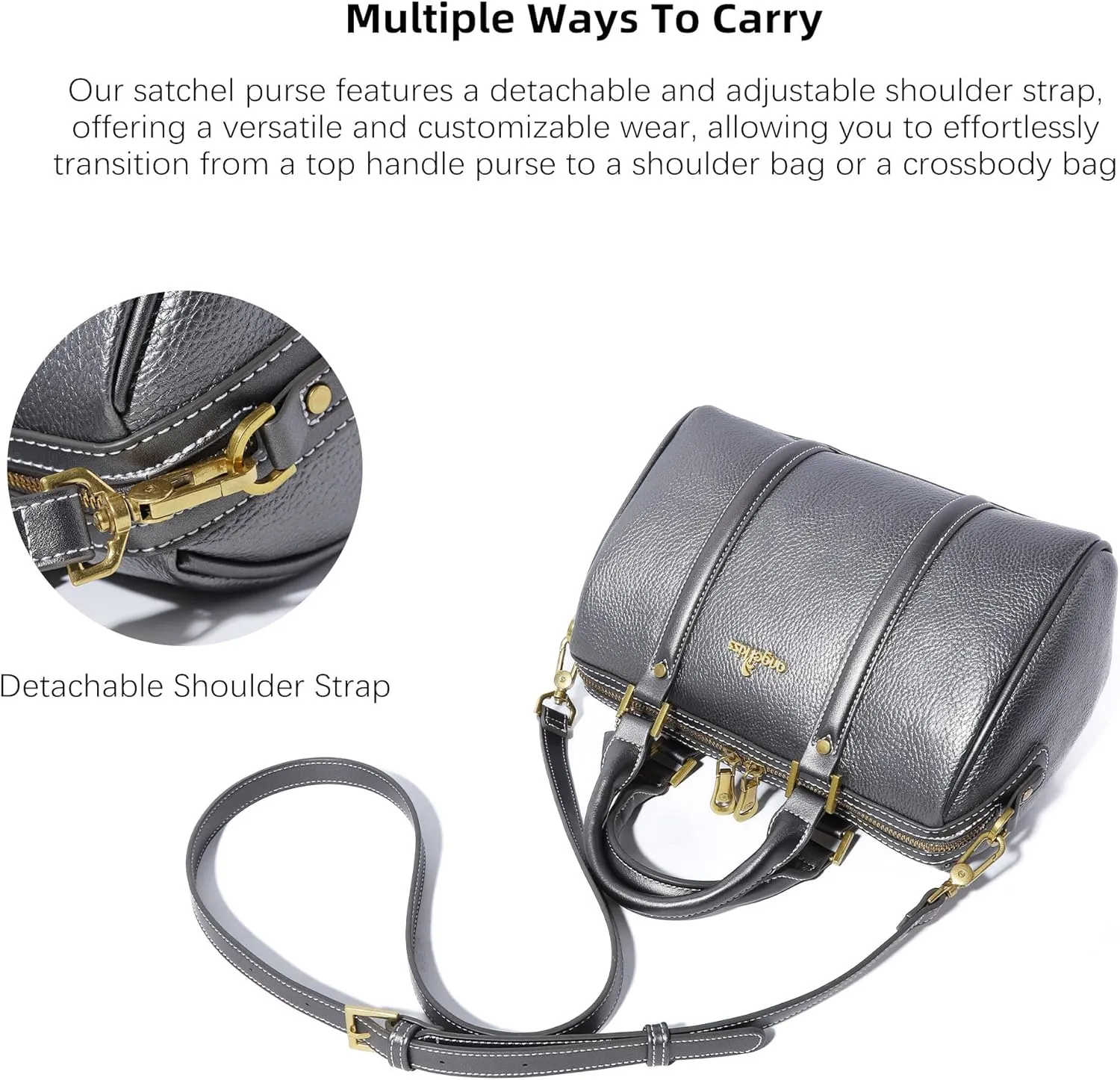 Angel Kiss Women Satchel Purses and Handbags Vegan Leather Boston Barrel Bag Top Handle Shoulder Purse with Crossbody Strap