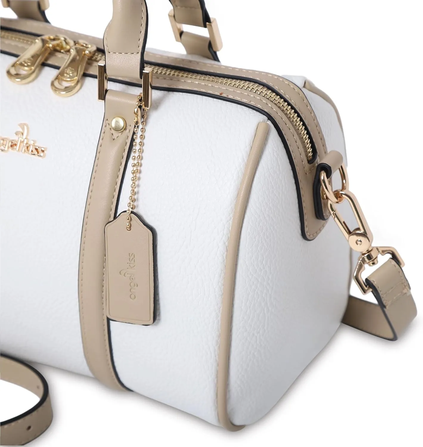 Angel Kiss Women Satchel Purses and Handbags Vegan Leather Boston Barrel Bag Top Handle Shoulder Purse with Crossbody Strap