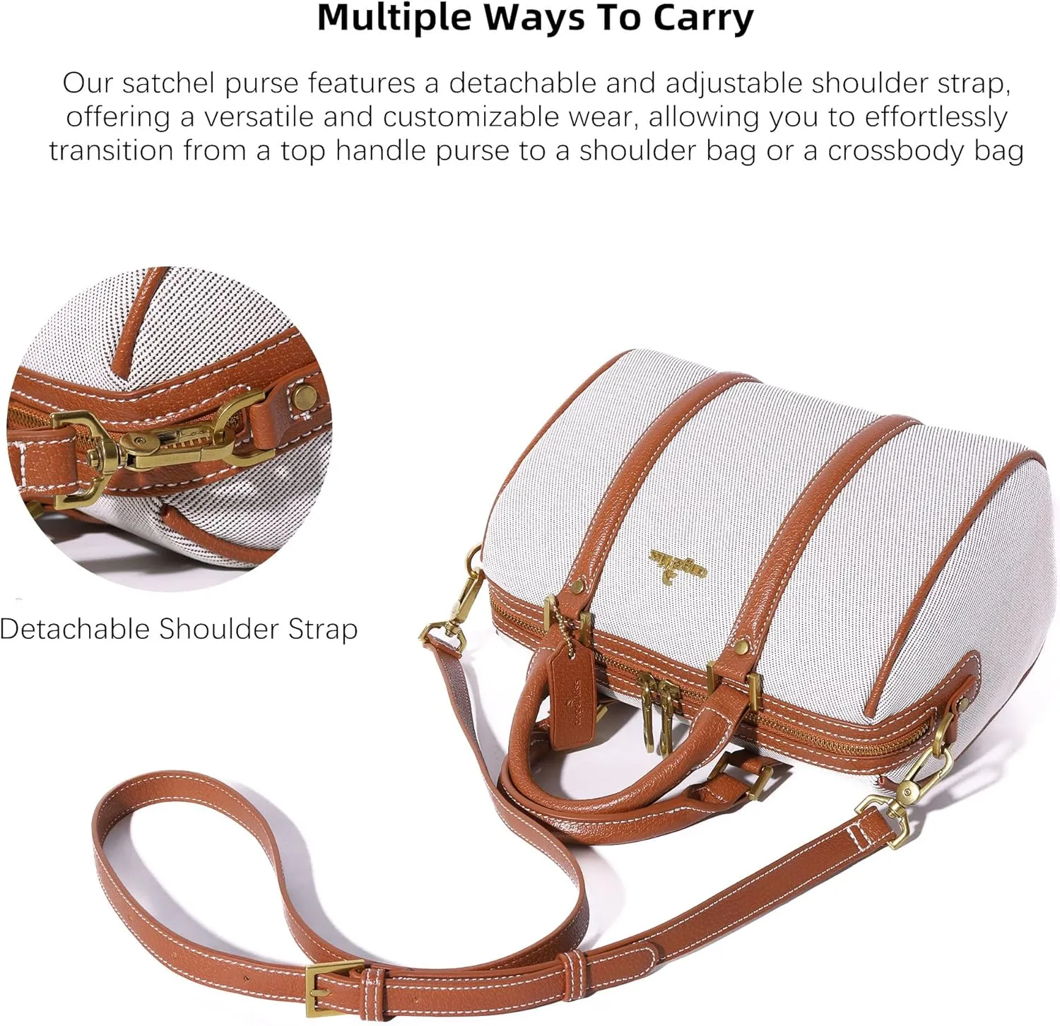 Angel Kiss Women Satchel Purses and Handbags Vegan Leather Boston Barrel Bag Top Handle Shoulder Purse with Crossbody Strap