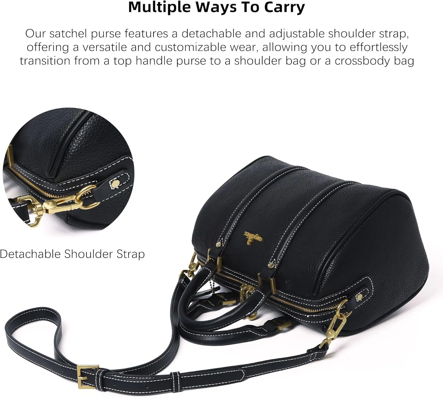 Angel Kiss Women Satchel Purses and Handbags Vegan Leather Boston Barrel Bag Top Handle Shoulder Purse with Crossbody Strap
