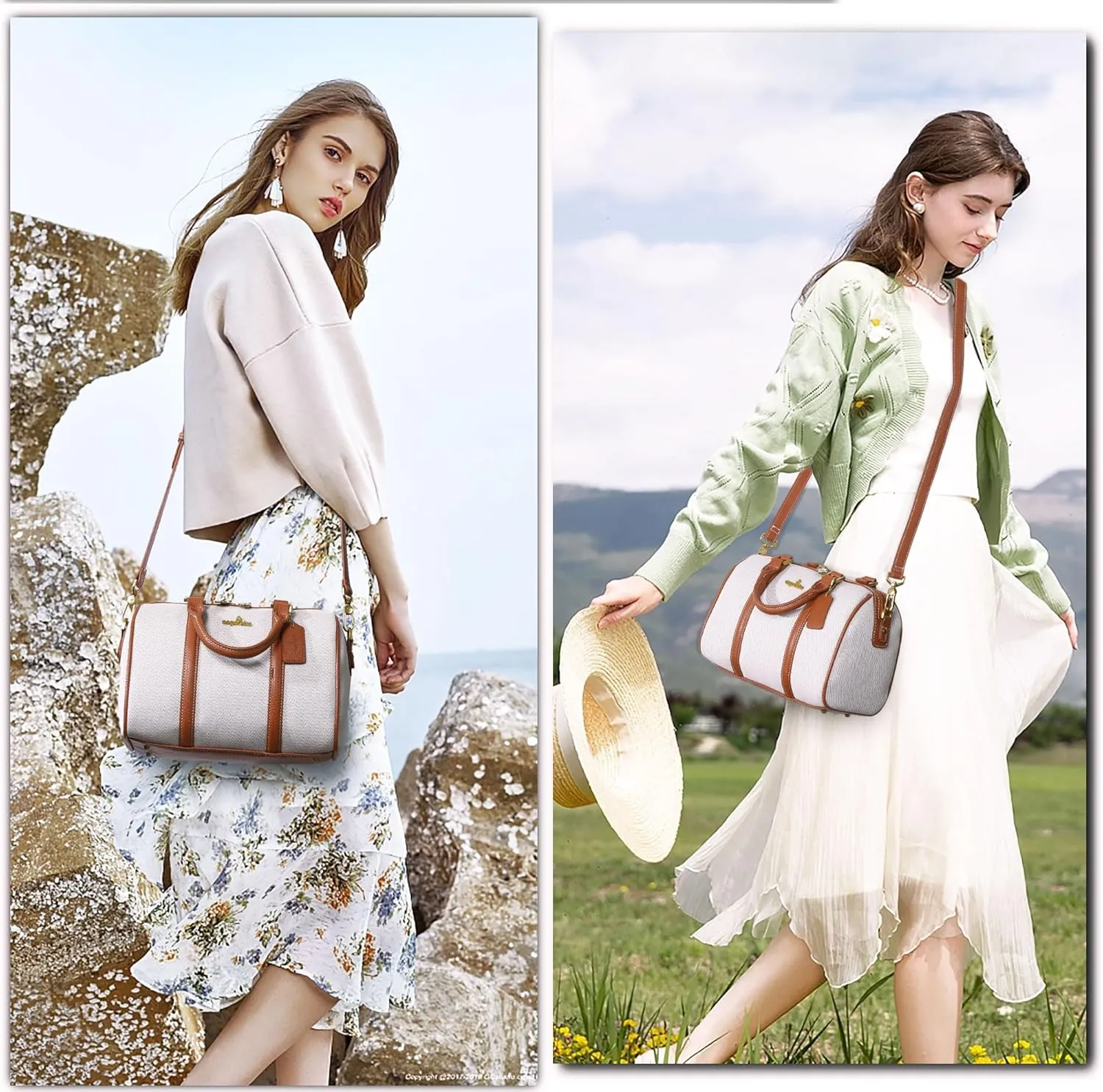 Angel Kiss Women Satchel Purses and Handbags Vegan Leather Boston Barrel Bag Top Handle Shoulder Purse with Crossbody Strap