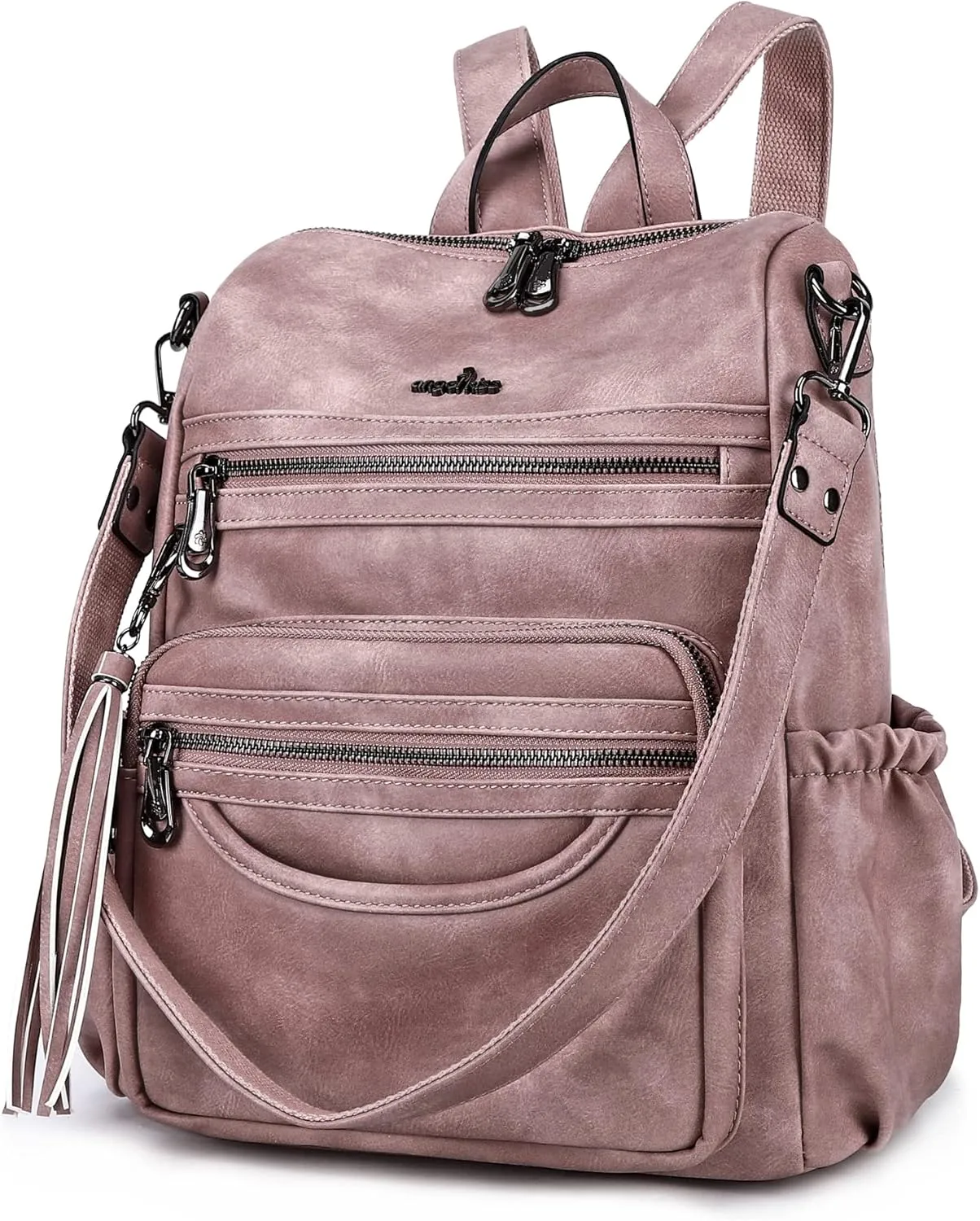 Angel Kiss Women's Backpacks & Purse - PU Leather Zipper Casual Backpacks & Shoulder Bags