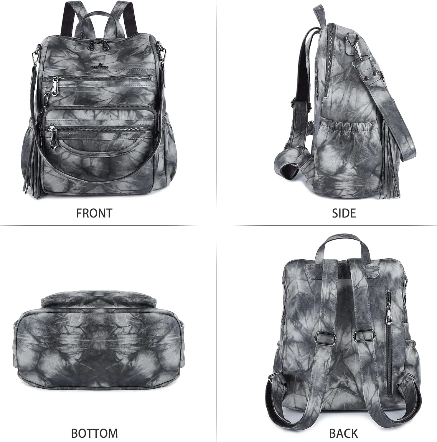 Angel Kiss Women's Backpacks & Purse - PU Leather Zipper Casual Backpacks & Shoulder Bags
