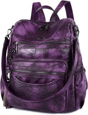 Angel Kiss Women's Backpacks & Purse - PU Leather Zipper Casual Backpacks & Shoulder Bags