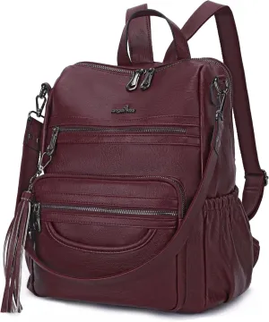 Angel Kiss Women's Backpacks & Purse - PU Leather Zipper Casual Backpacks & Shoulder Bags