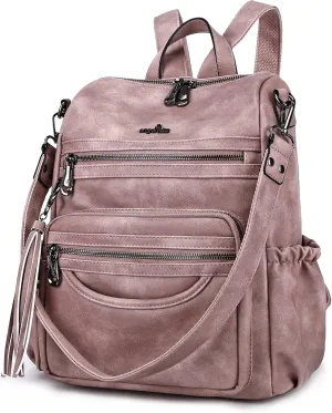 Angel Kiss Women's Backpacks & Purse - PU Leather Zipper Casual Backpacks & Shoulder Bags
