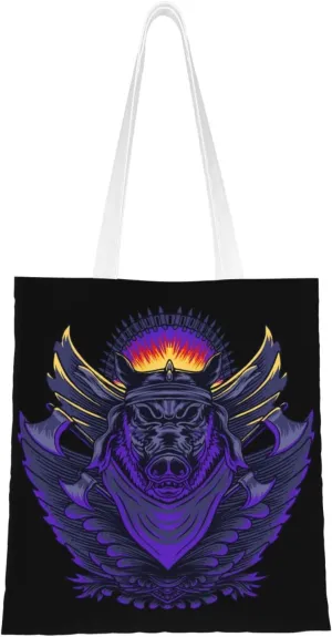 Angry Pig Tote Bag for Women Canvas Shopping Bags Reusable Large Capacity Casual Shoulder Handbags Grocery Bags
