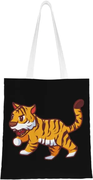 Angry Tiger Tote Bag for Women Canvas Shopping Bags Reusable Large Capacity Casual Shoulder Handbags Grocery Bags
