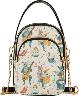 Animal Band Jam Shoulder Handbag for Girls Stylish Crossbody Handbags with Detachable Chain Shoulder Strap