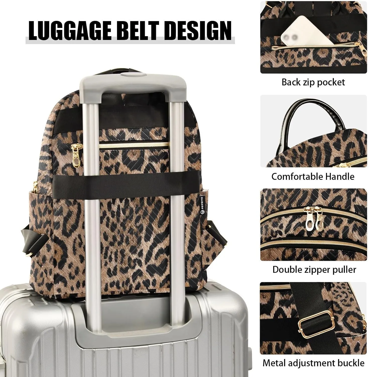 Animal Brown Backpack Purse for Women Girls Small Fashion Mini Laptop Back Pack Purse with Zipper for College Travel M