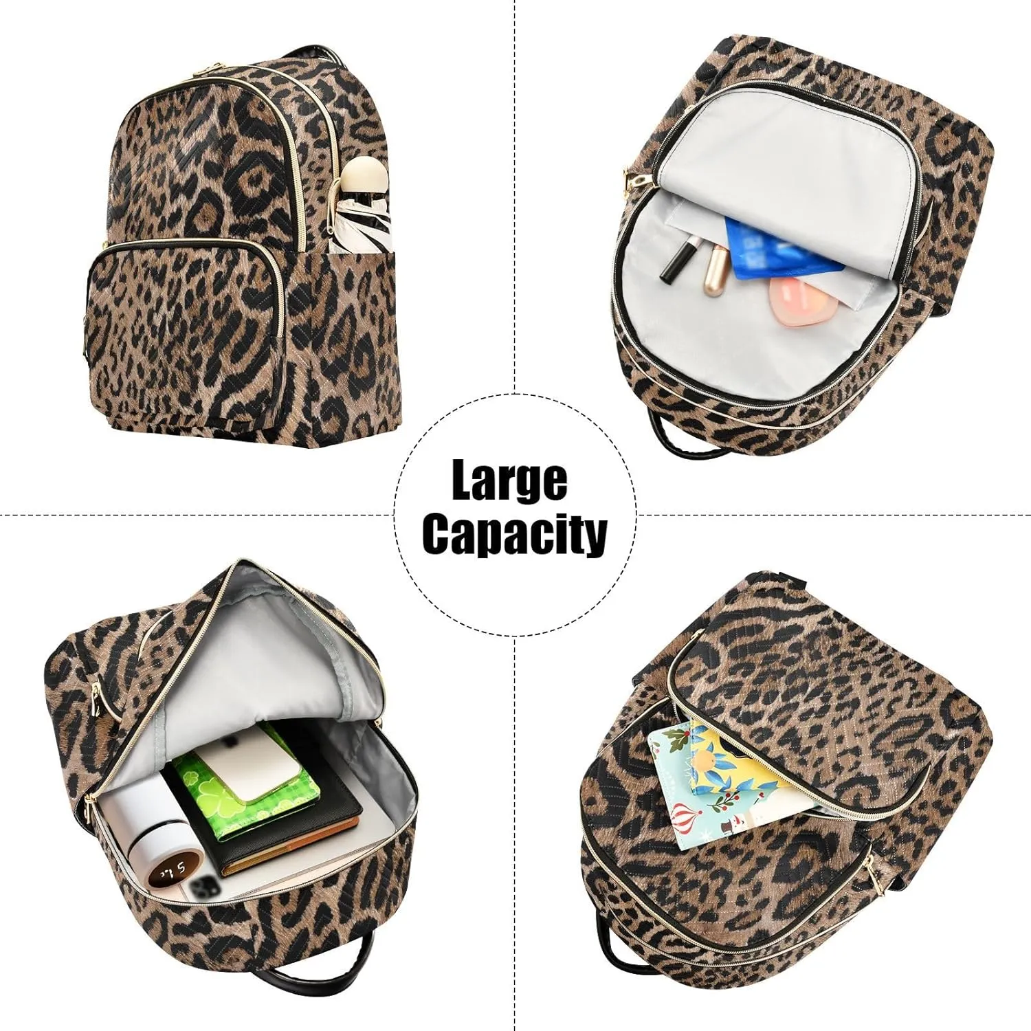 Animal Brown Backpack Purse for Women Girls Small Fashion Mini Laptop Back Pack Purse with Zipper for College Travel M