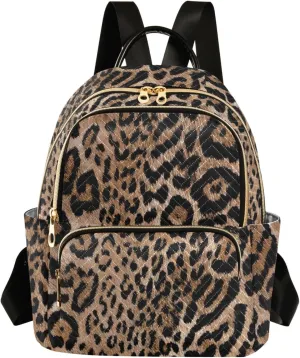 Animal Brown Backpack Purse for Women Girls Small Fashion Mini Laptop Back Pack Purse with Zipper for College Travel M