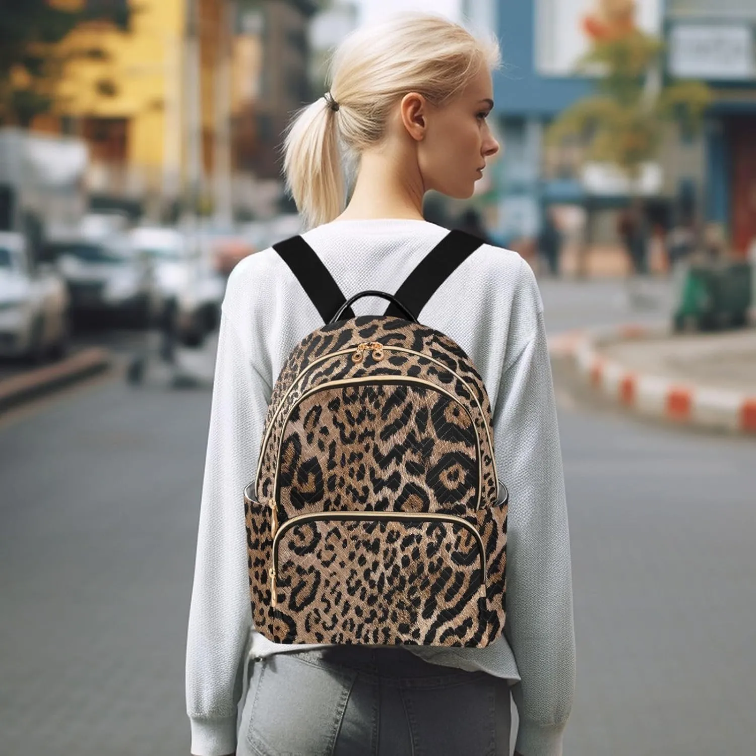 Animal Brown Backpack Purse for Women Girls Small Fashion Mini Laptop Back Pack Purse with Zipper for College Travel M