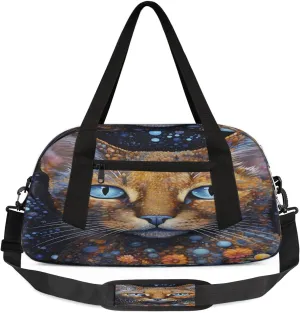 Animal Cat Kids Overnight Duffle Bags for Girls Boys, Abstract Art Lightweight Sports Gym Bag for Kids，Small Overnight Weekender Carry on Travel Bags Dance Bag