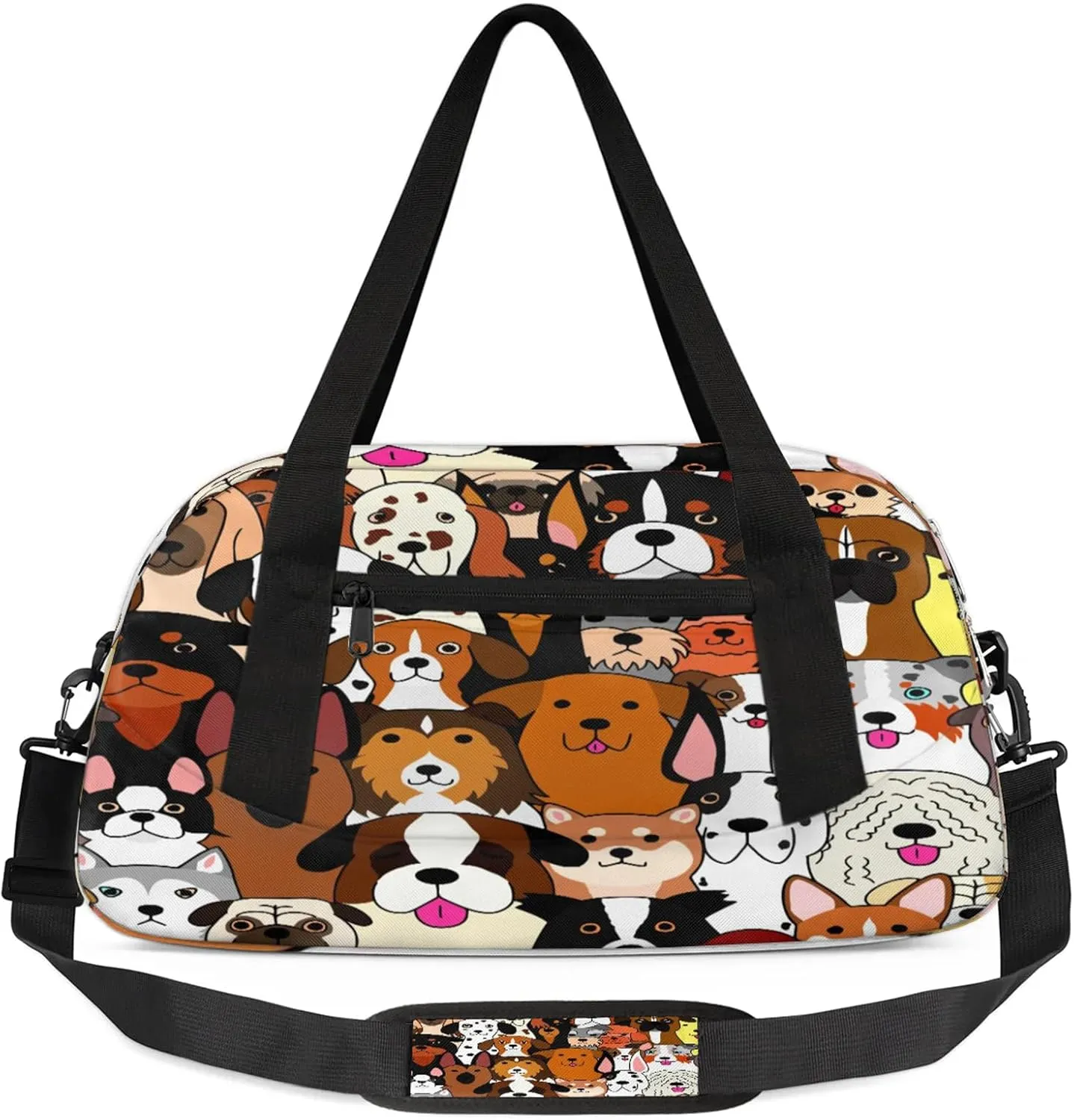 Animal Dog Pattern Kids Duffel Bag Lightweight Waterproof Sports Gym Bag with Front Zipper Pocket Foldable Weekender Overnight Bag for School Practice Gymnastic Ballet