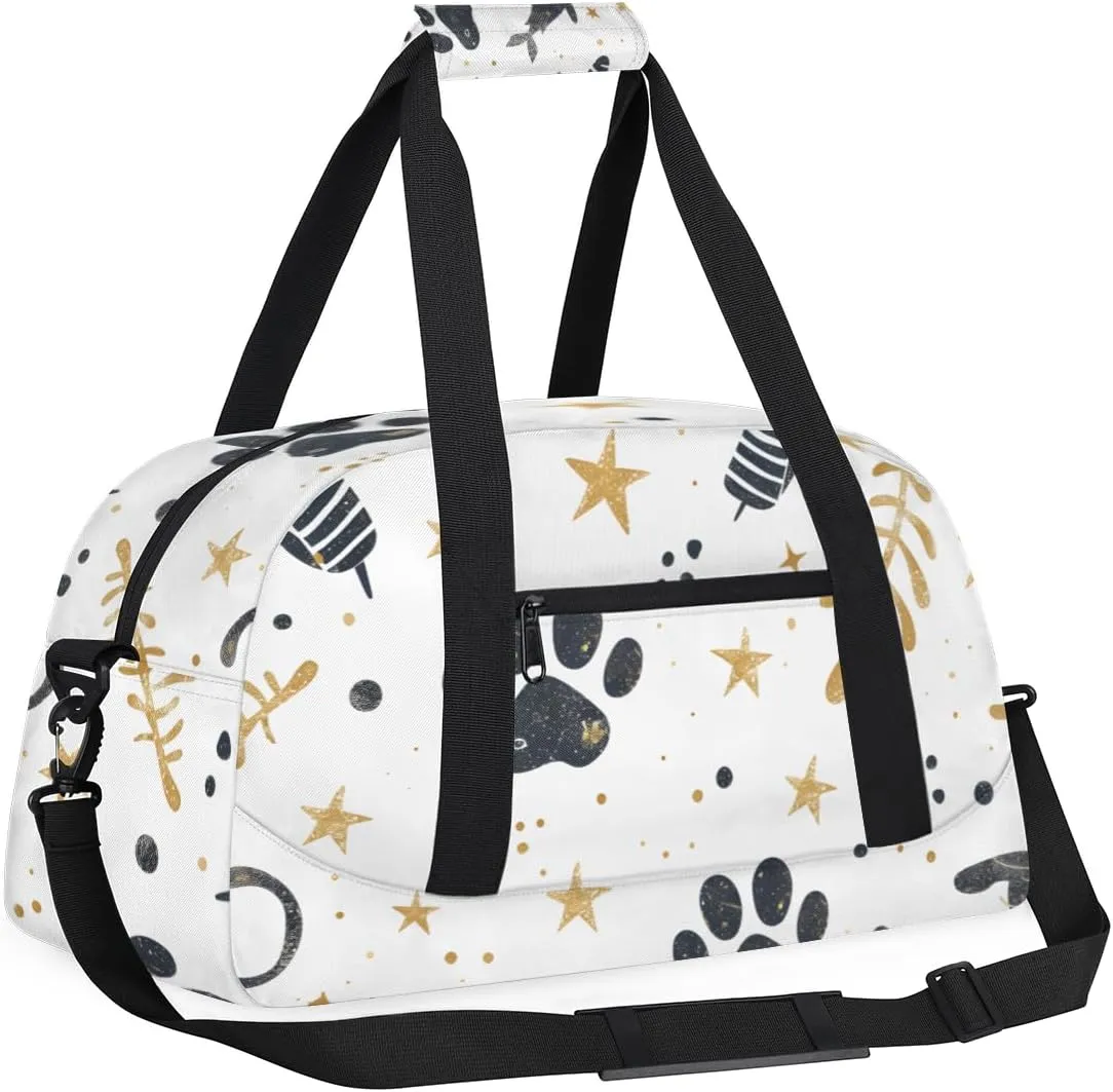 Animal Footprint Boys Girls Gym Bag Dance Perform Training Duffel Bags Weekender Carry-On Tote Luggage Bag Ideal for School Practice or Overnight Trips