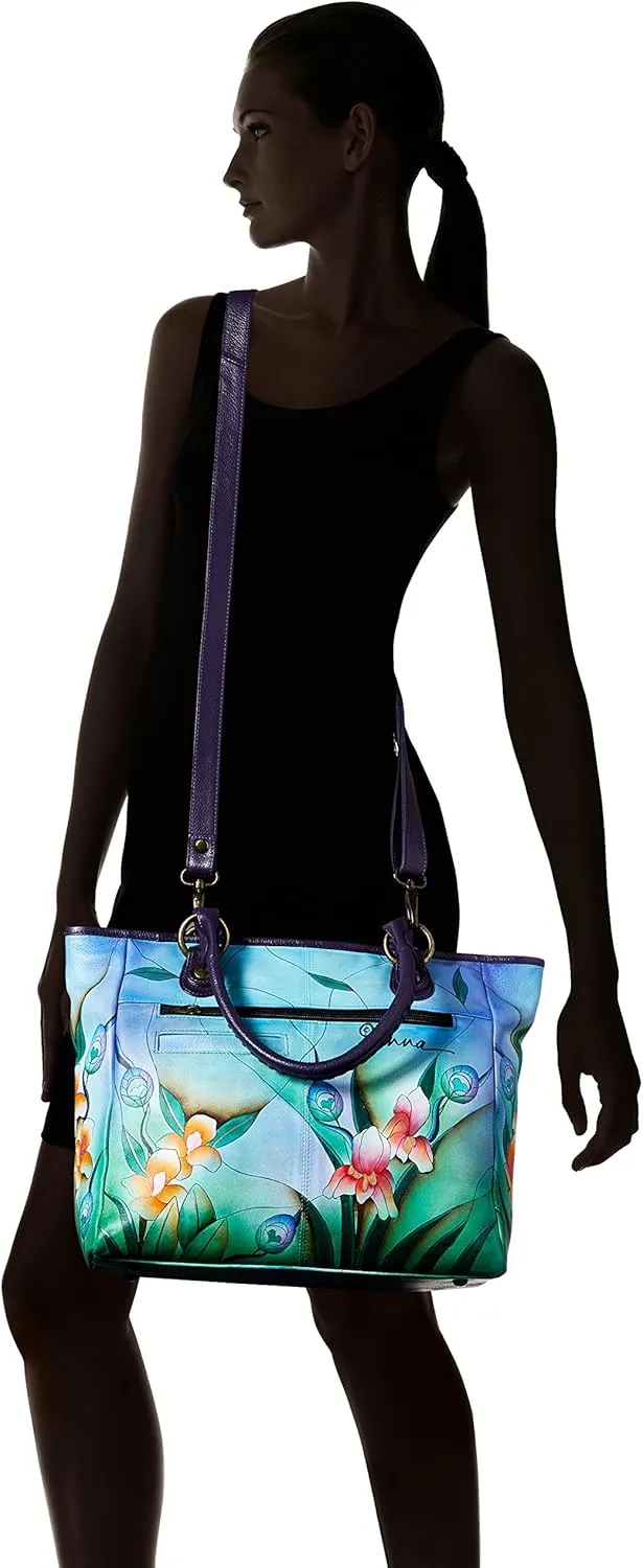 Anna by Anuschka Women's Genuine Leather Large Classic Tote Bag | Hand Painted Original Artwork