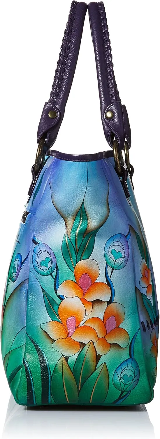 Anna by Anuschka Women's Genuine Leather Large Classic Tote Bag | Hand Painted Original Artwork