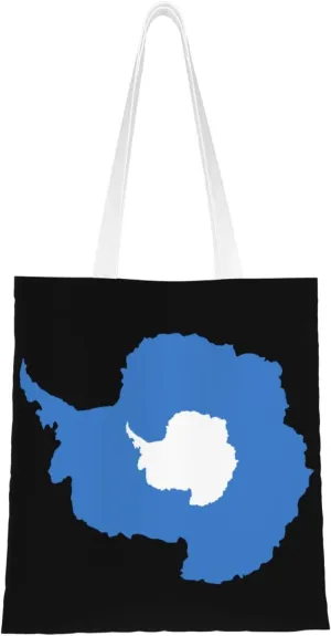 Antarctica Terrain Map Tote Bag for Women Canvas Shopping Bags Reusable Large Capacity Casual Shoulder Handbags Grocery Bags DIY Gift Bags