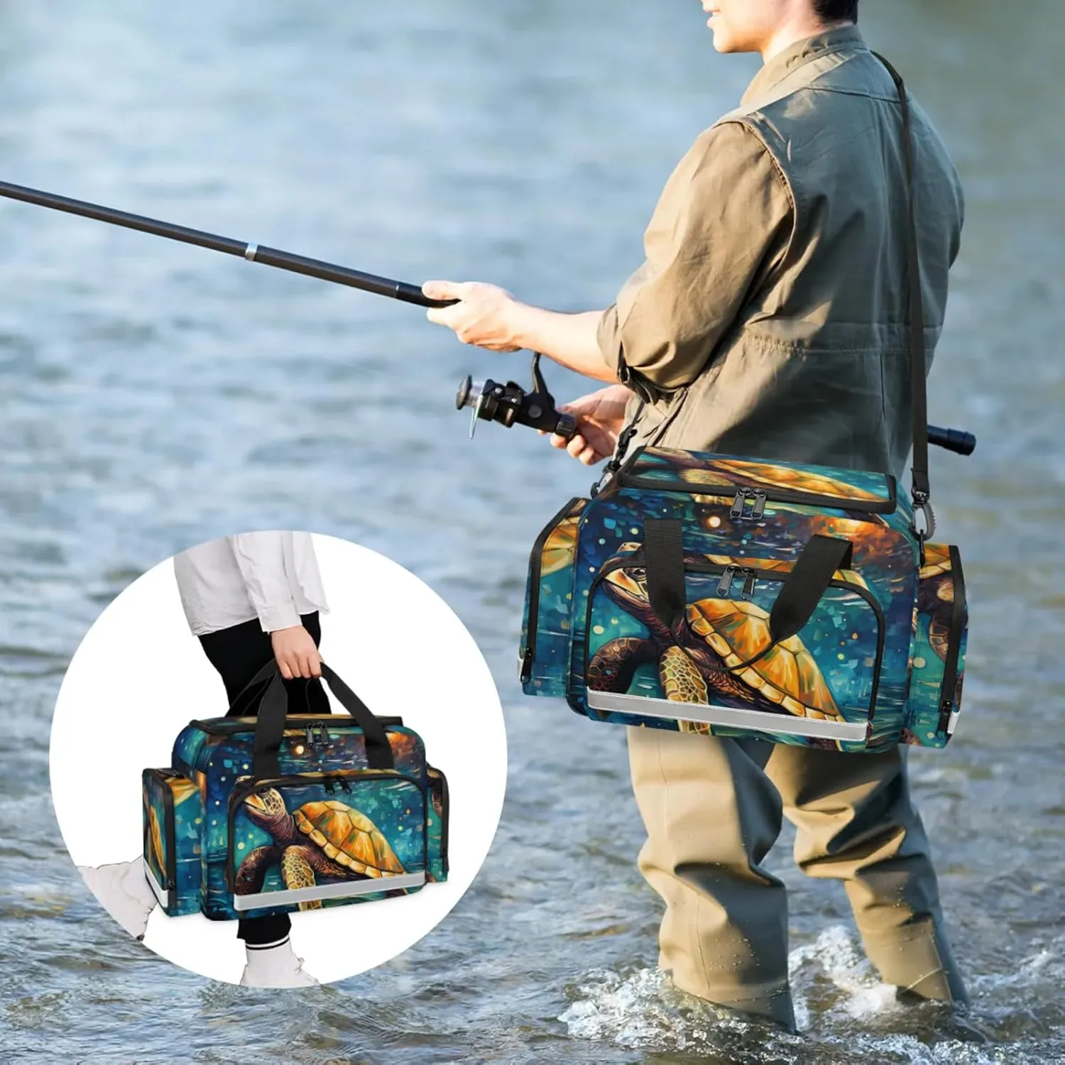 Anti-Scratch Duffle Bag for Travel 25x17.7x11.2 Inch - Waterproof Duffel Bag for Camping Fitness, Durable EMS Gear for First Responders Abstract Turtle