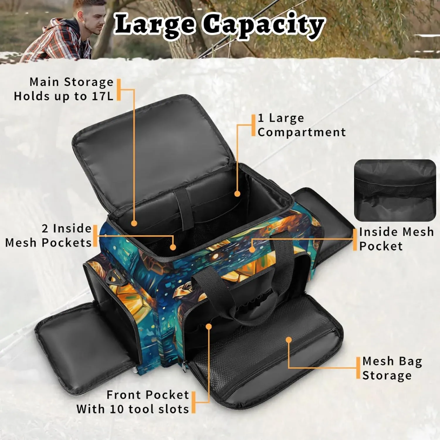 Anti-Scratch Duffle Bag for Travel 25x17.7x11.2 Inch - Waterproof Duffel Bag for Camping Fitness, Durable EMS Gear for First Responders Abstract Turtle
