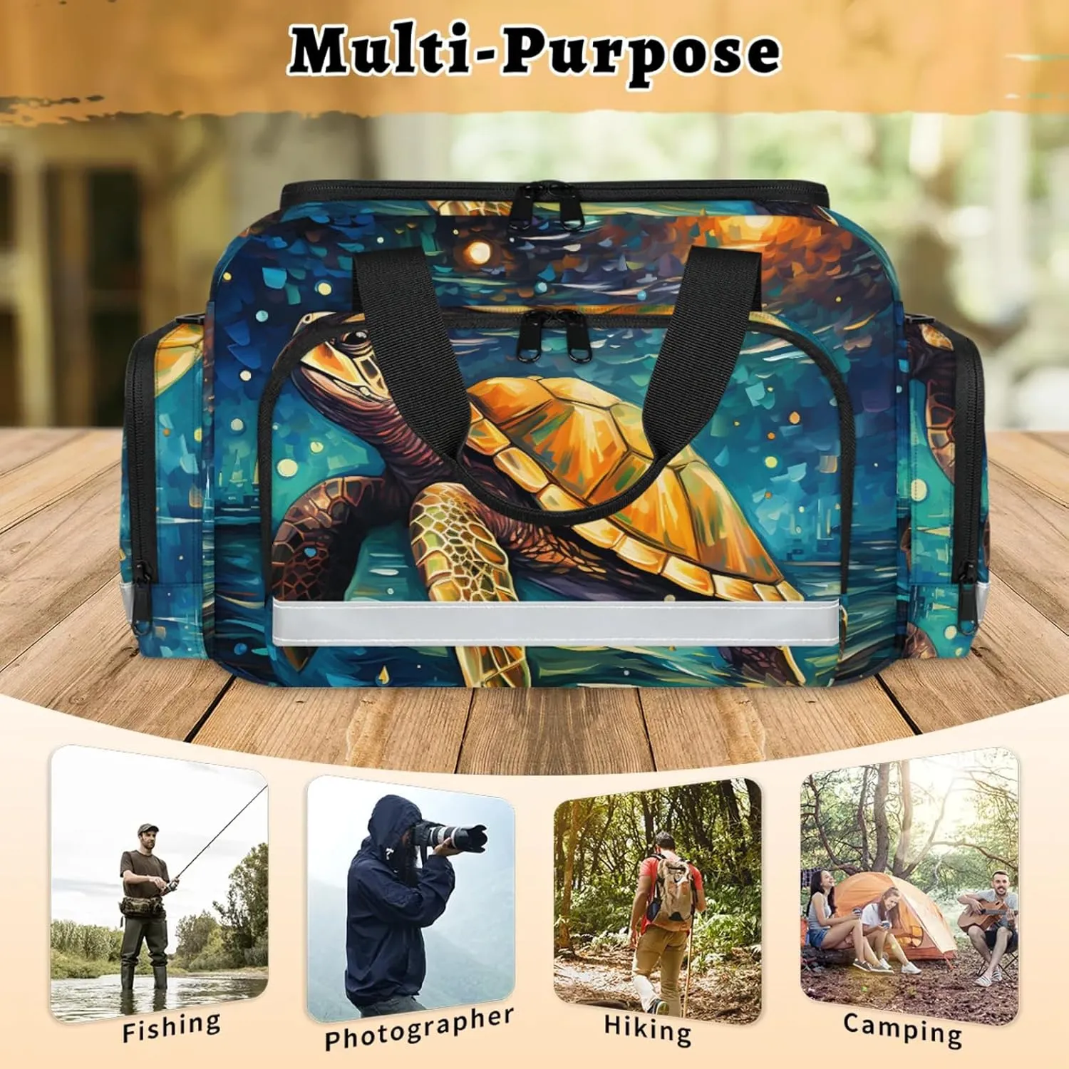 Anti-Scratch Duffle Bag for Travel 25x17.7x11.2 Inch - Waterproof Duffel Bag for Camping Fitness, Durable EMS Gear for First Responders Abstract Turtle