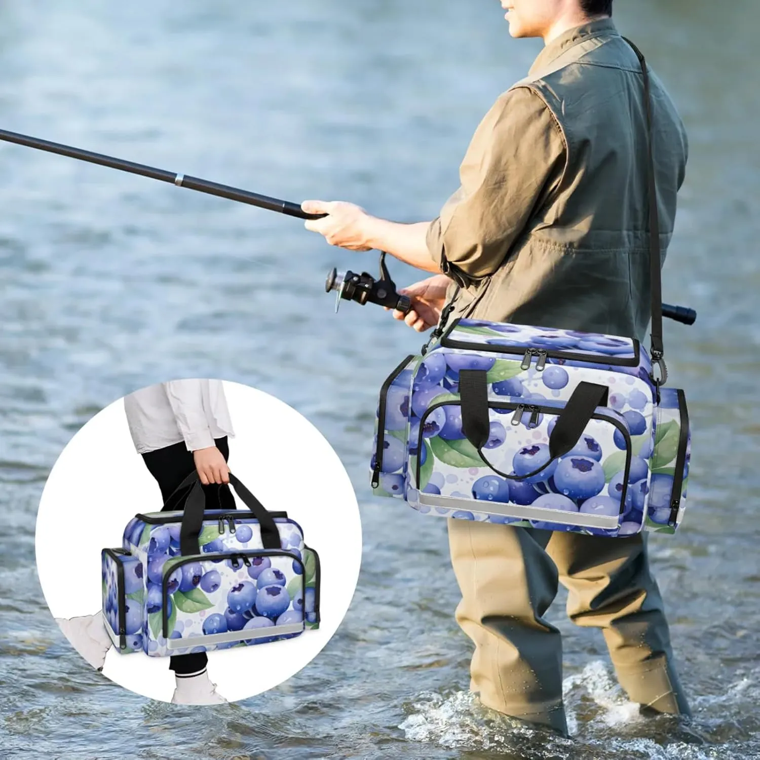 Anti-Scratch Duffle Bag for Travel 25x17.7x11.2 Inch - Waterproof Duffel Bag for Camping Fitness, Durable EMS Gear for First Responders Blueberry