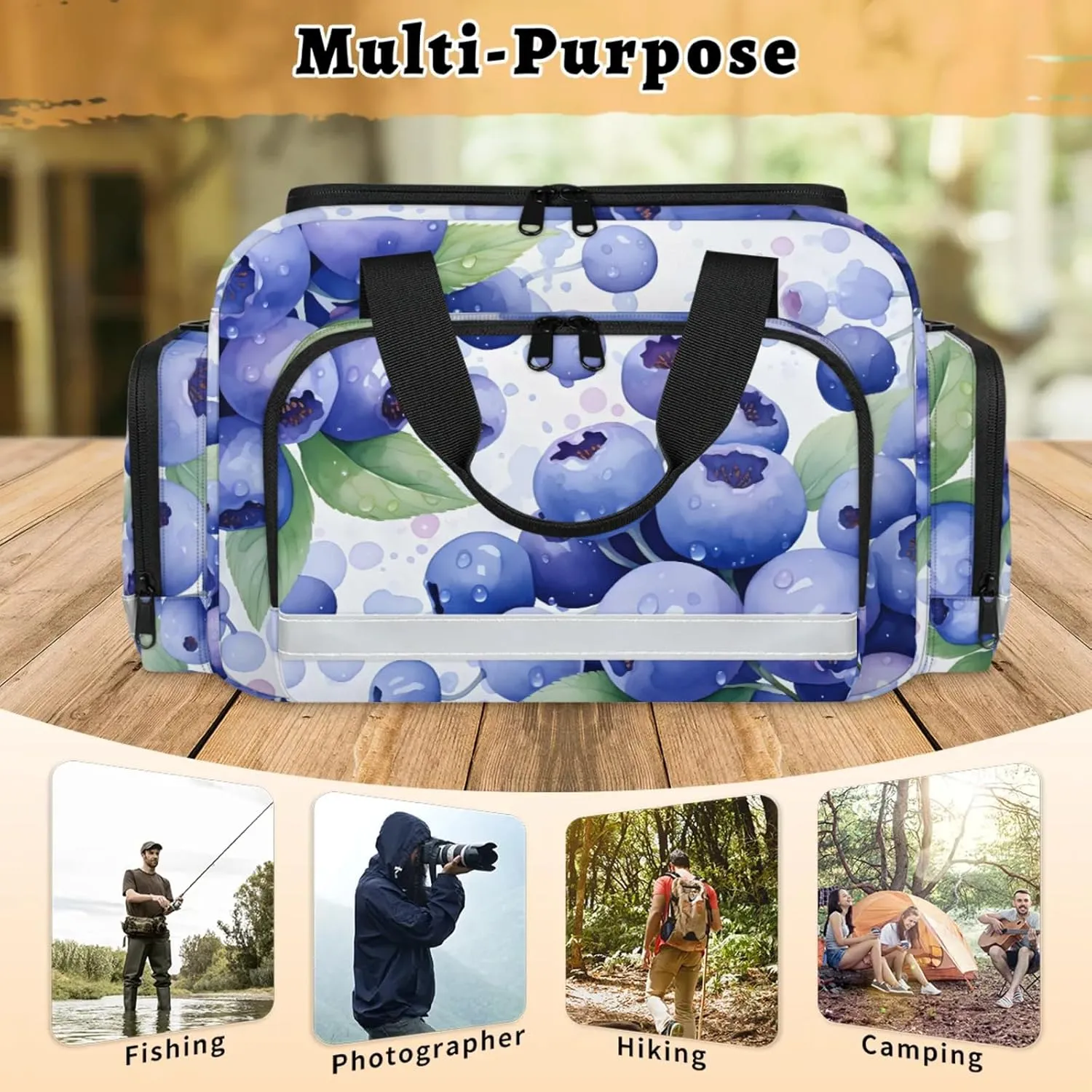 Anti-Scratch Duffle Bag for Travel 25x17.7x11.2 Inch - Waterproof Duffel Bag for Camping Fitness, Durable EMS Gear for First Responders Blueberry