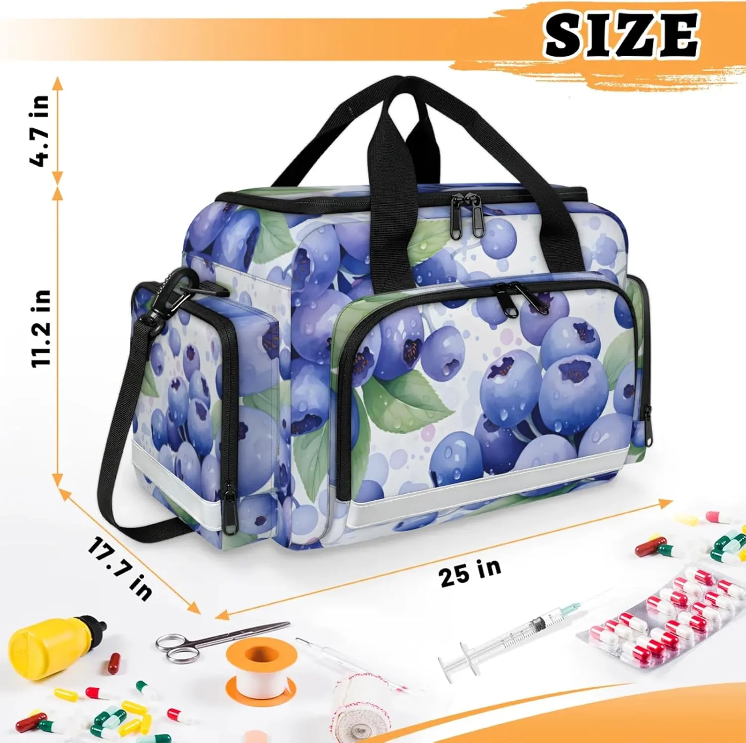 Anti-Scratch Duffle Bag for Travel 25x17.7x11.2 Inch - Waterproof Duffel Bag for Camping Fitness, Durable EMS Gear for First Responders Blueberry