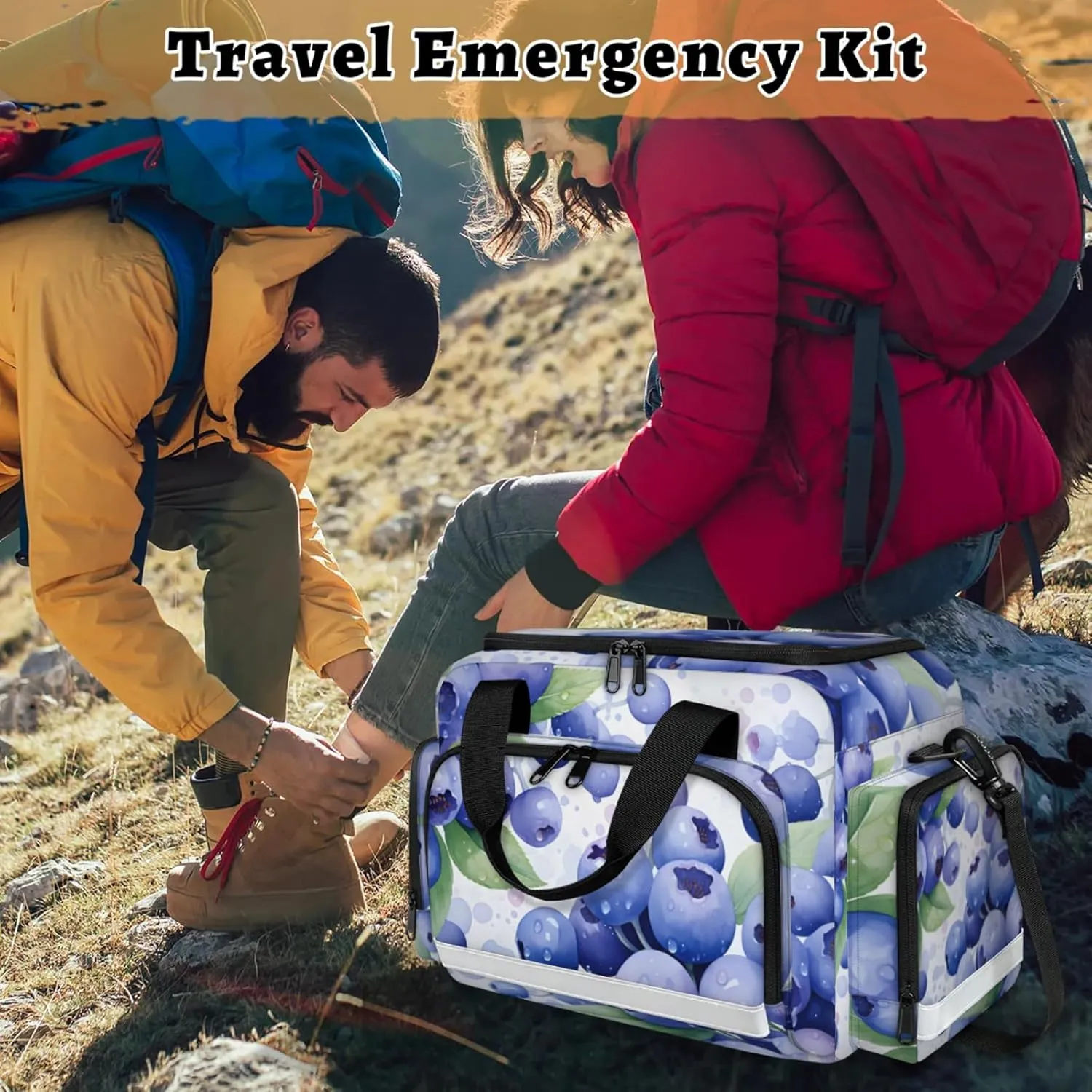 Anti-Scratch Duffle Bag for Travel 25x17.7x11.2 Inch - Waterproof Duffel Bag for Camping Fitness, Durable EMS Gear for First Responders Blueberry