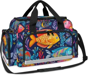 Anti-Scratch Duffle Bag for Travel 25x17.7x11.2 Inch - Waterproof Duffel Bag for Camping Fitness, Durable EMS Gear for First Responders Colorful Fishes