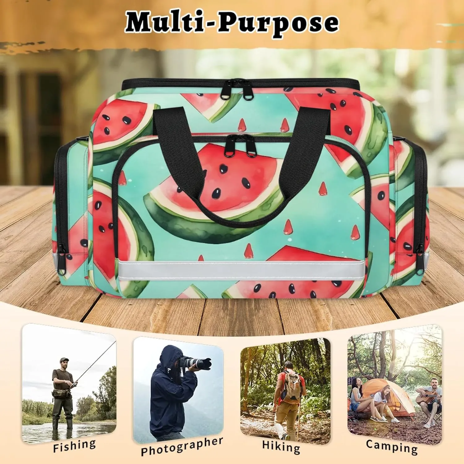 Anti-Scratch Duffle Bag for Travel 25x17.7x11.2 Inch - Waterproof Duffel Bag for Camping Fitness, Durable EMS Gear for First Responders Fruit Watermelon Slices