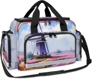 Anti-Scratch Duffle Bag for Travel 25x17.7x11.2 Inch - Waterproof Duffel Bag for Camping Fitness, Durable EMS Gear for First Responders Lavender Oil Painting