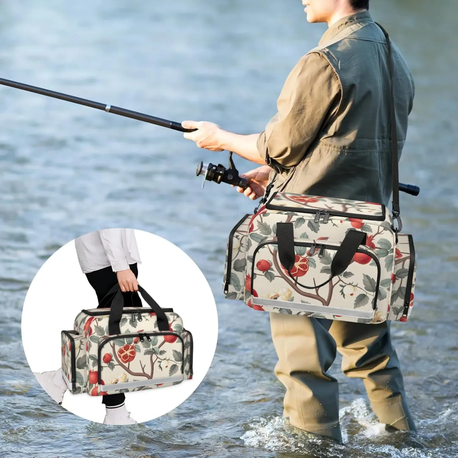 Anti-Scratch Duffle Bag for Travel 25x17.7x11.2 Inch - Waterproof Duffel Bag for Camping Fitness, Durable EMS Gear for First Responders Pomegranate Tree Flower