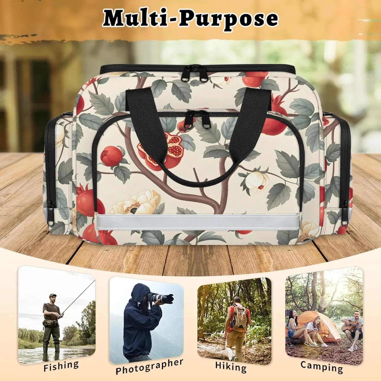Anti-Scratch Duffle Bag for Travel 25x17.7x11.2 Inch - Waterproof Duffel Bag for Camping Fitness, Durable EMS Gear for First Responders Pomegranate Tree Flower
