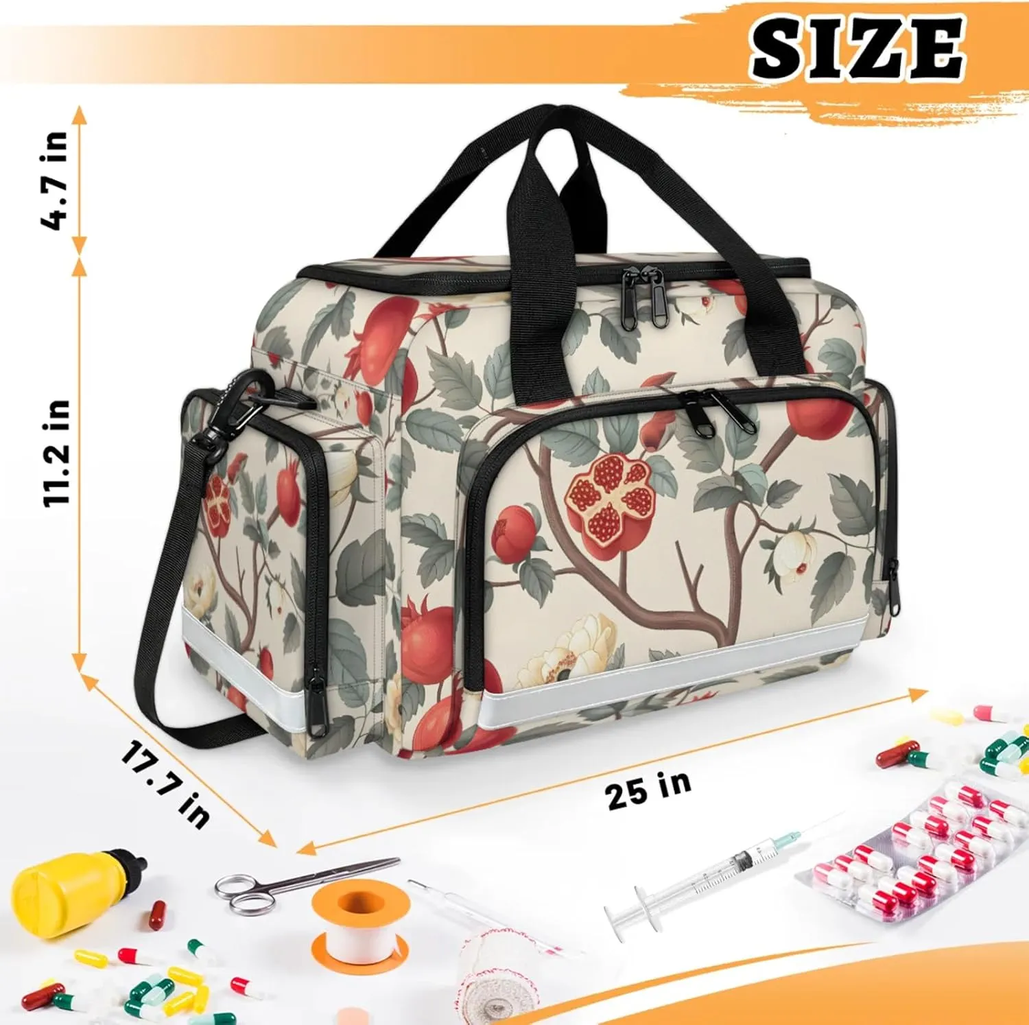 Anti-Scratch Duffle Bag for Travel 25x17.7x11.2 Inch - Waterproof Duffel Bag for Camping Fitness, Durable EMS Gear for First Responders Pomegranate Tree Flower