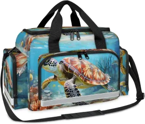 Anti-Scratch Duffle Bag for Travel 25x17.7x11.2 Inch - Waterproof Duffel Bag for Camping Fitness, Durable EMS Gear for First Responders Sea Turtle Ocean