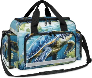 Anti-Scratch Duffle Bag for Travel 25x17.7x11.2 Inch - Waterproof Duffel Bag for Camping Fitness, Durable EMS Gear for First Responders Sea Turtle Seaweed