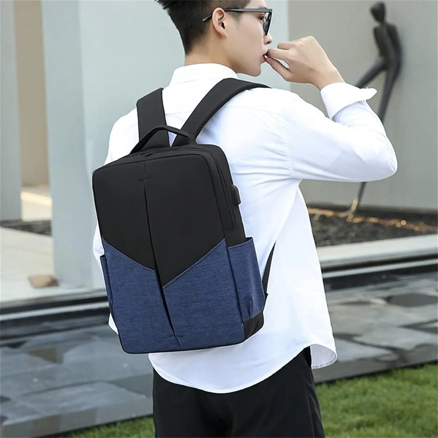 Anti Theft Backpack with Secured Zipper Transparent Practical Large Capacity Zipper Backpacks Carry on Backpack(Blue)