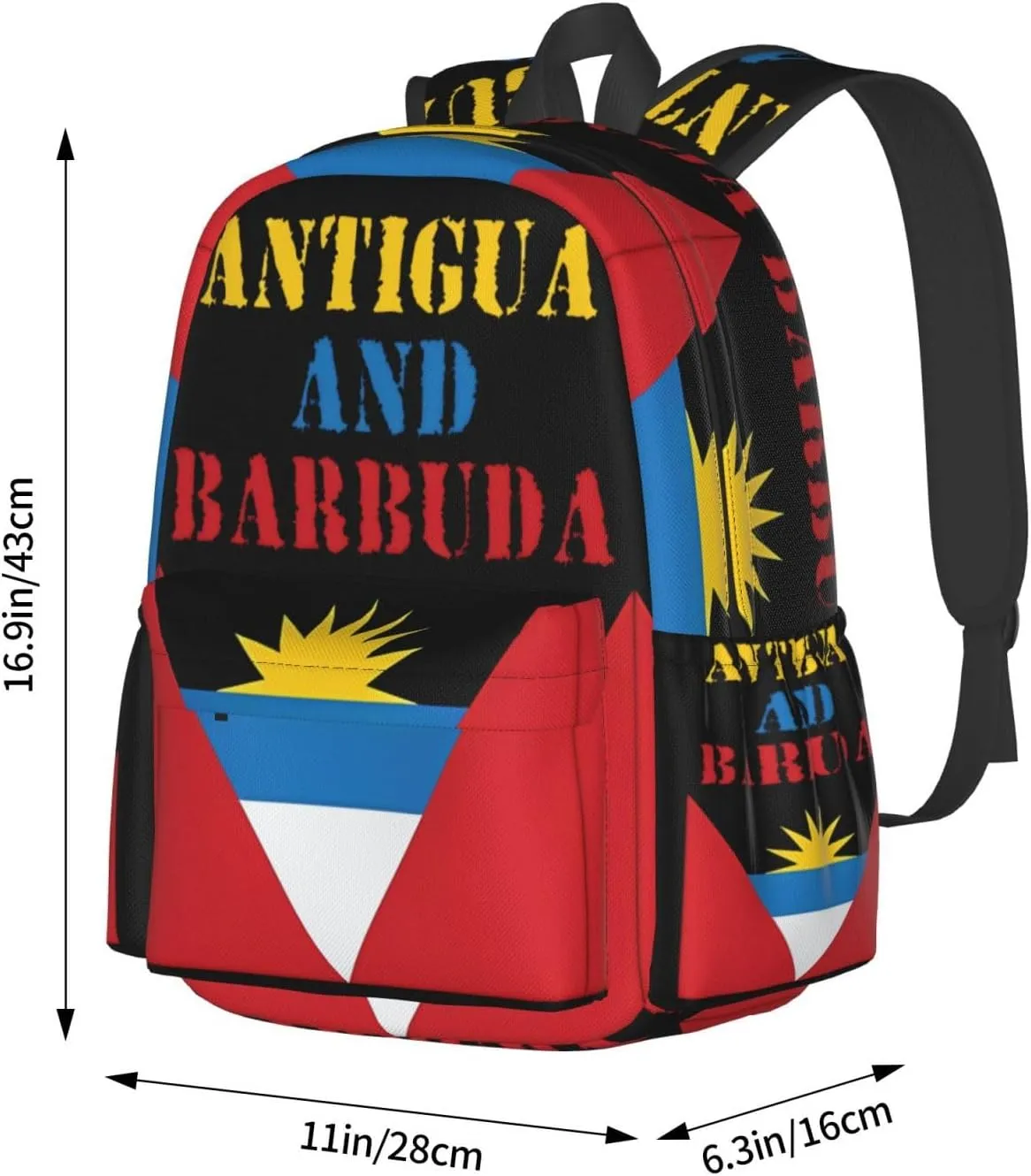 Antigua and Barbuda Flag Laptop Backpack Work Travel Backpacks Business Rucksack Casual Outdoor Daypack with Adjustable Strap Bags for Sports Office Gym Hiking