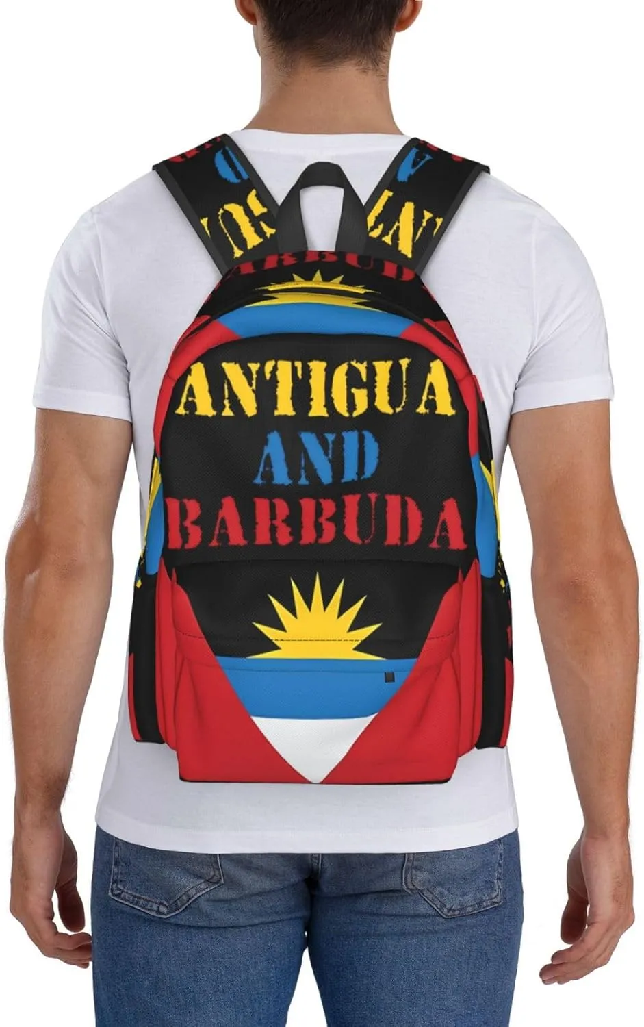 Antigua and Barbuda Flag Laptop Backpack Work Travel Backpacks Business Rucksack Casual Outdoor Daypack with Adjustable Strap Bags for Sports Office Gym Hiking