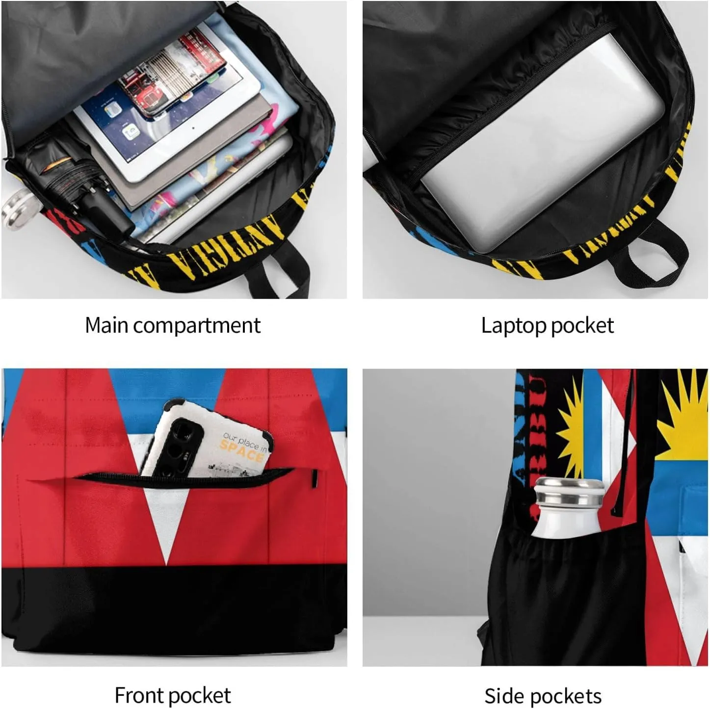 Antigua and Barbuda Flag Laptop Backpack Work Travel Backpacks Business Rucksack Casual Outdoor Daypack with Adjustable Strap Bags for Sports Office Gym Hiking