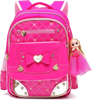 AO ALI VICTORY Backpack for Girls, Waterproof Kids Backpacks School Bag Toddler Bookbags Cute Travel Daypack (Large, A-Rose Red)
