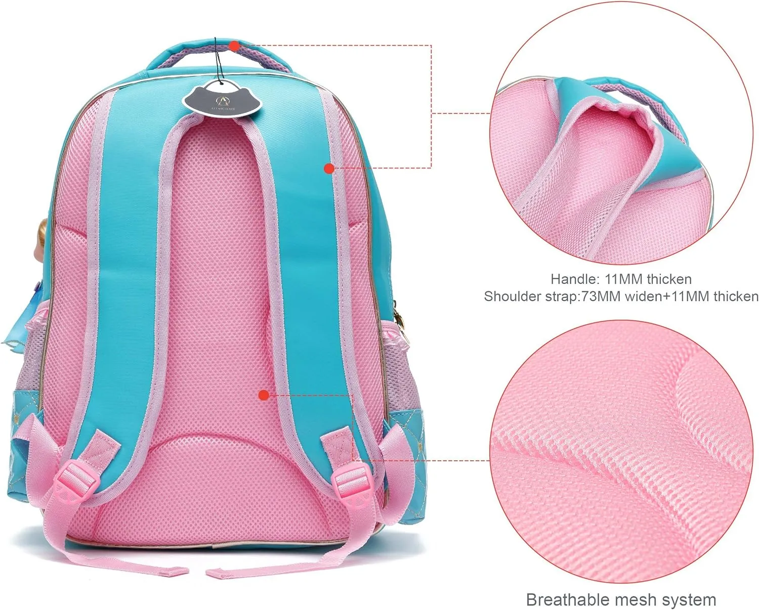 AO ALI VICTORY Backpack for Girls, Waterproof Kids Backpacks School Bag Toddler Bookbags Cute Travel Daypack (Small, A-Blue)