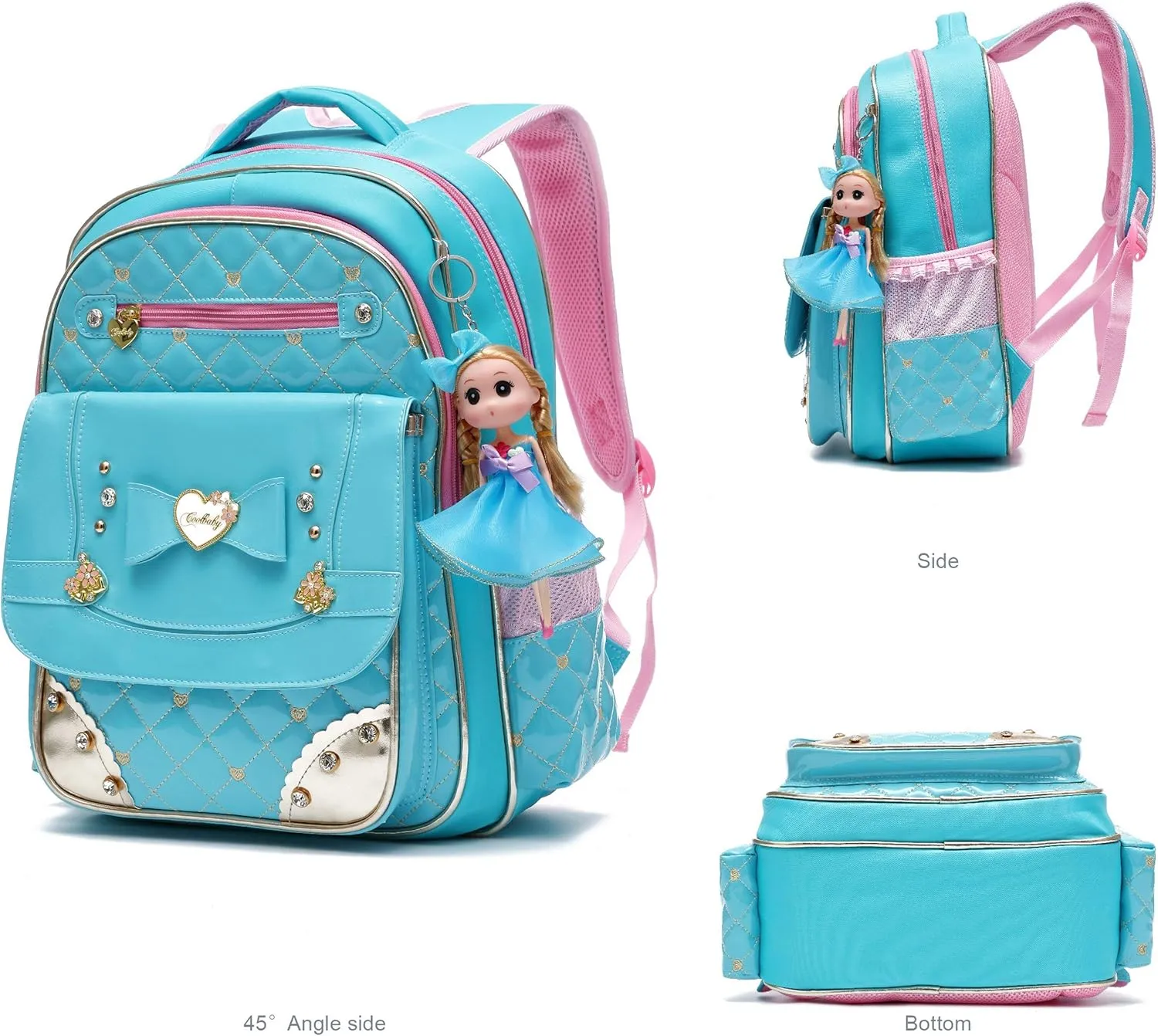 AO ALI VICTORY Backpack for Girls, Waterproof Kids Backpacks School Bag Toddler Bookbags Cute Travel Daypack (Small, A-Blue)