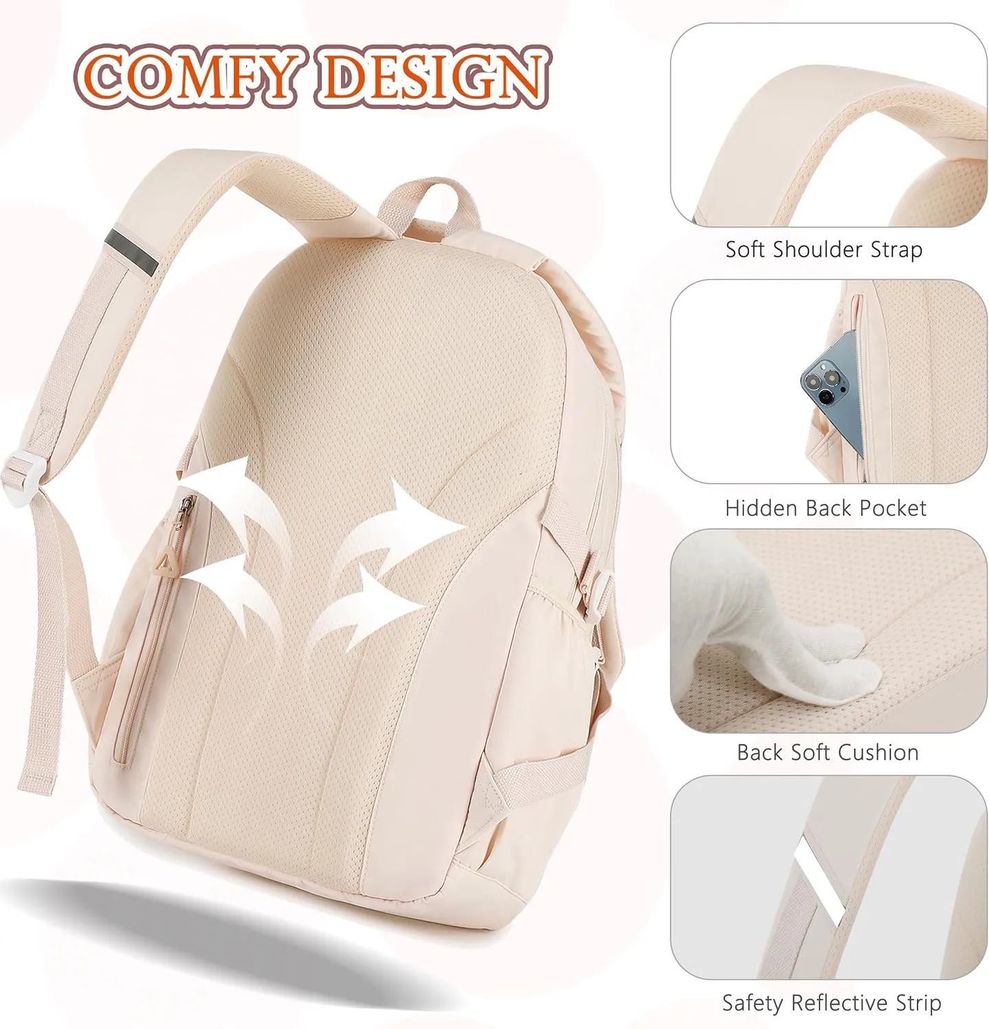 AO ALI VICTORY Backpack for Women Girls Set with Pencil Case 15.6 Inch Laptop School Bag Kids Elementary College Backpacks
