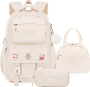 AO ALI VICTORY Backpack for Women Girls Set with Pencil Case 15.6 Inch Laptop School Bag Kids Elementary College Backpacks