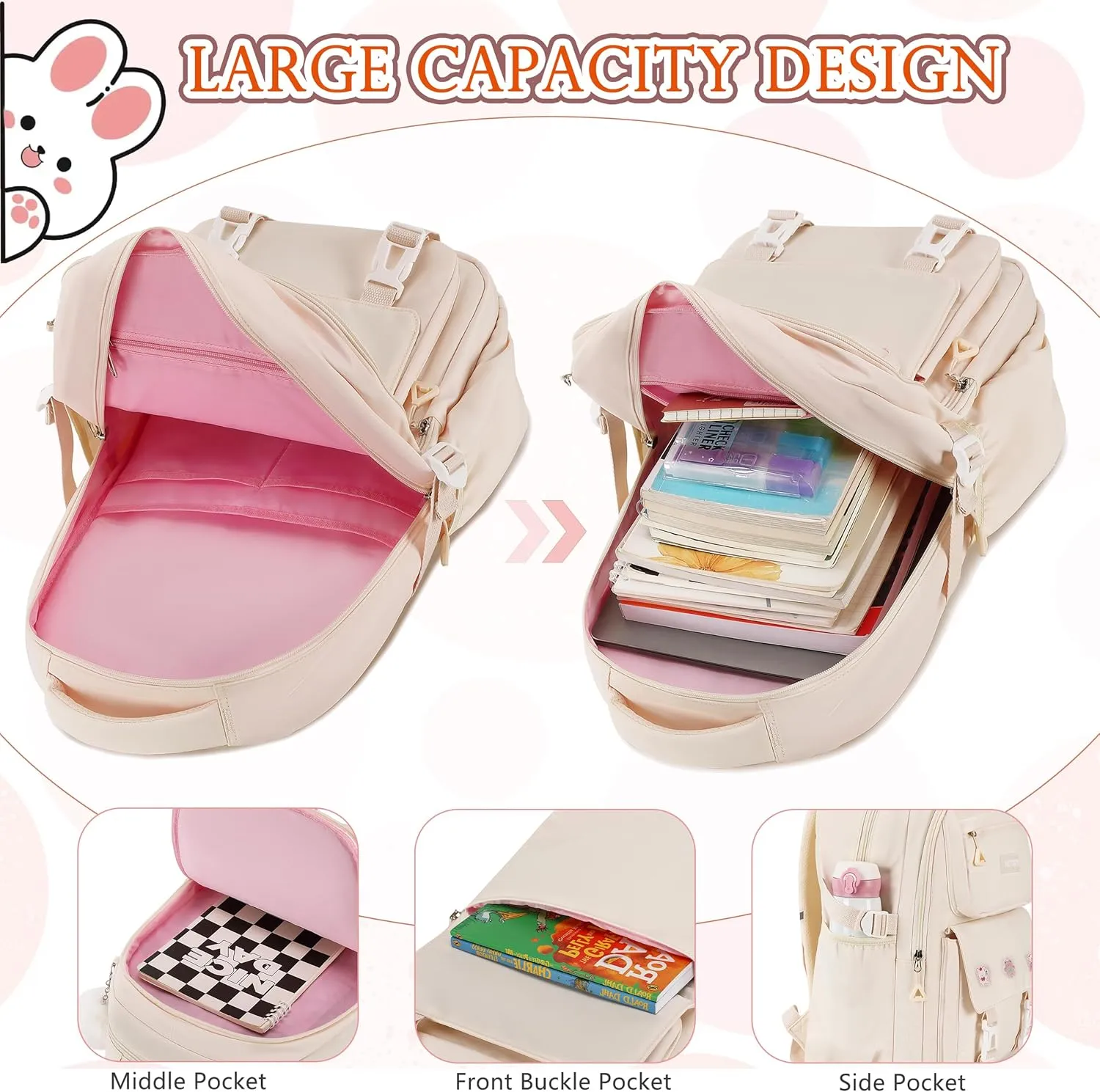 AO ALI VICTORY Backpack for Women Girls Set with Pencil Case 15.6 Inch Laptop School Bag Kids Elementary College Backpacks