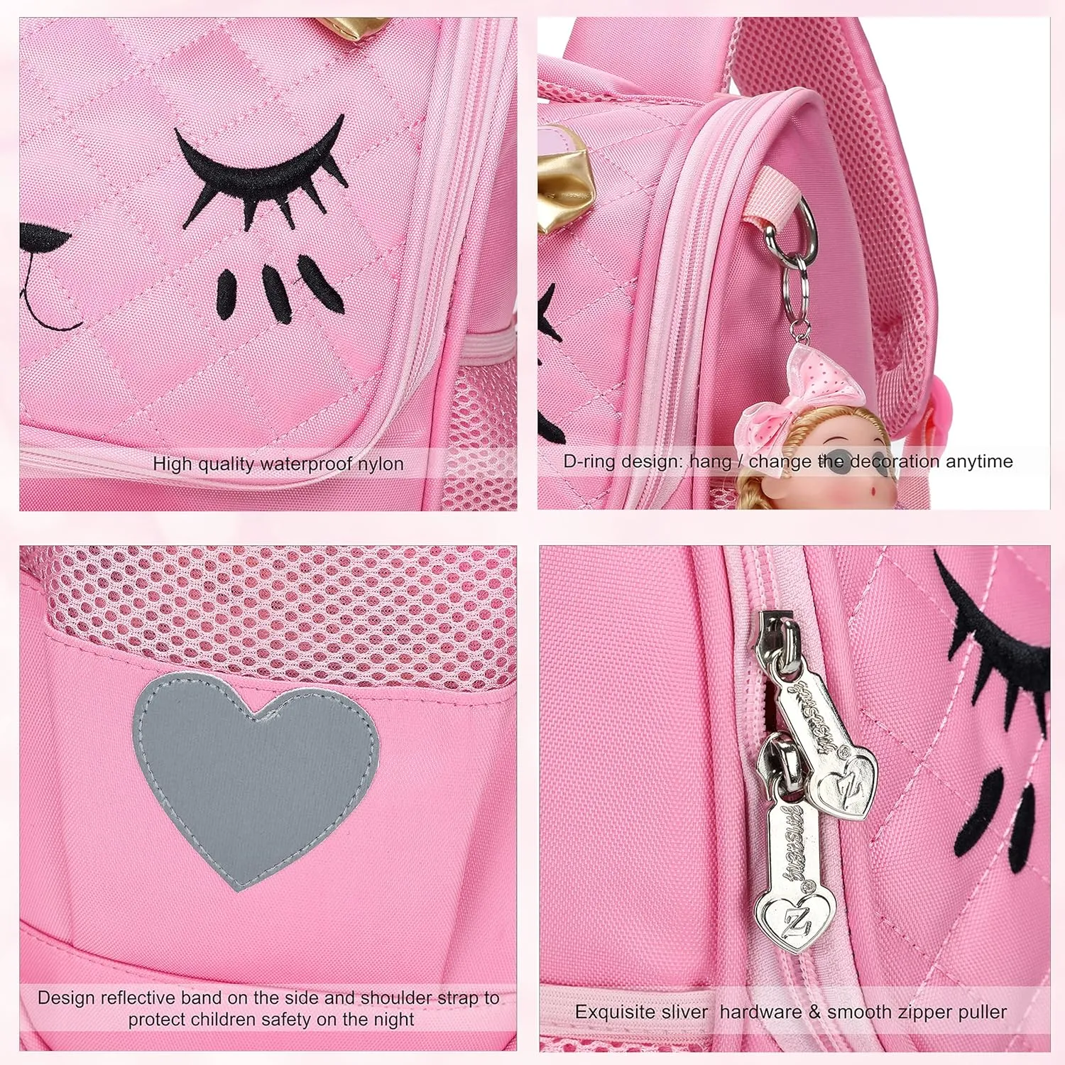 AO ALI VICTORY Girls Backpacks, Waterproof Cute Backpack for Kids Toddler Girl Preschool Bookbags Elementary School Bags